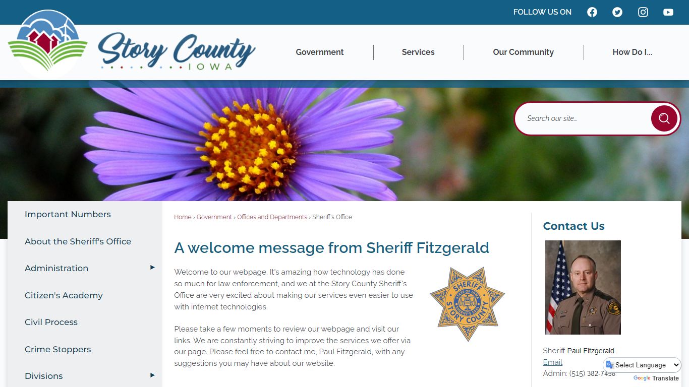 A welcome message from Sheriff Fitzgerald | Story County, IA - Official ...
